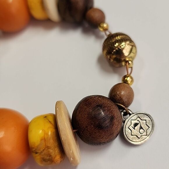 $128 Rare Anthropologie Handmade Orange "Mother Earth Bracelet" Made in USA - Picture 2 of 5